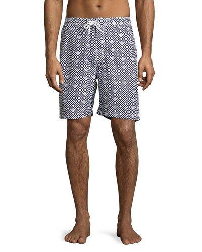 Swami Swim Trunks, Blue Pattern