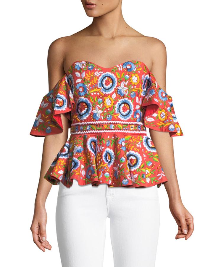 Irene Off-the-shoulder Peplum Bustier Top