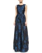 Floral Fil Coupe Sleeveless Gown