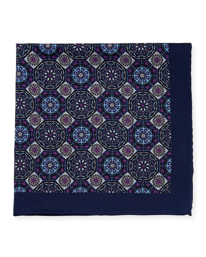 Men's Medallion-print Silk Pocket