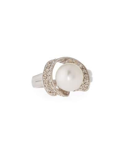 14k Freshwater Pearl & Diamond Ring,