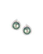 Belpearl 14k Diamond & Peacock Tahitian Pearl Stud Earrings, Women's