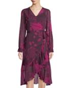 Floral-print Crinkle Chiffon Midi Wrap Dress