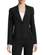 Slant-seamed One-button Blazer Jacket, Black