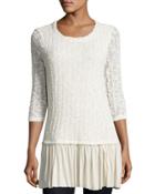 Ruffled-hem 3/4-sleeve