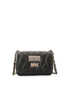 Noelle Quilted Leather Crossbody Bag, Black