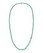 Long Green Onyx & Diamond Beaded Necklace