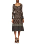 Contrast-trimmed Damask-print
