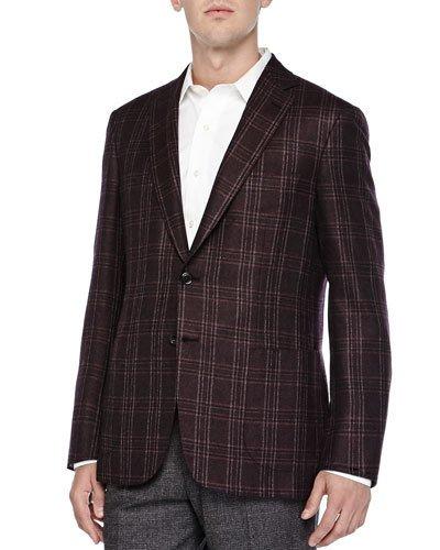 Plaid Two-button Plaid, Burgundy