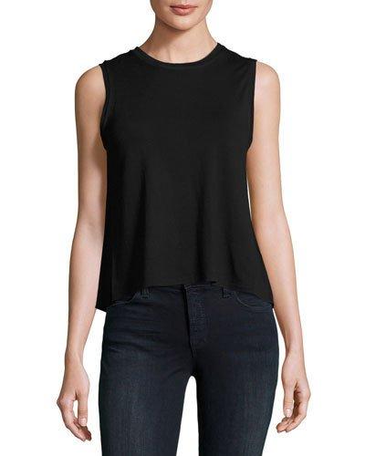 Sleeveless Twist-back Jersey Tank, Black