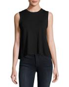 Sleeveless Twist-back Jersey Tank, Black