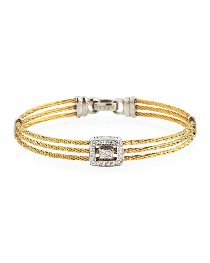 Diamond Cushion 3-cable Bracelet In Gold