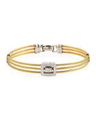 Diamond Cushion 3-cable Bracelet In Gold