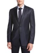 Small-check Wool Two-button Sport Coat, Navy