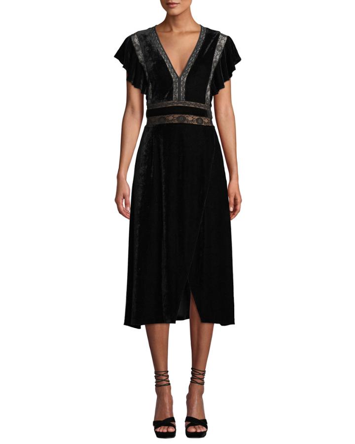 Alexandra Velvet & Lace V-neck Dress