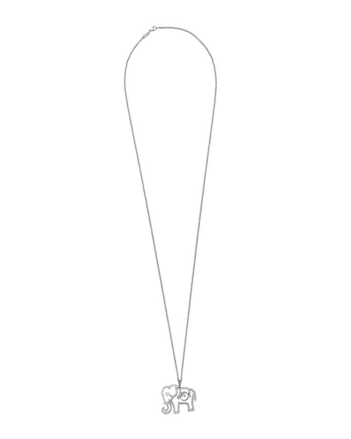 Estate 18k Happy Diamonds Pav&eacute; Elephant Pendant Necklace