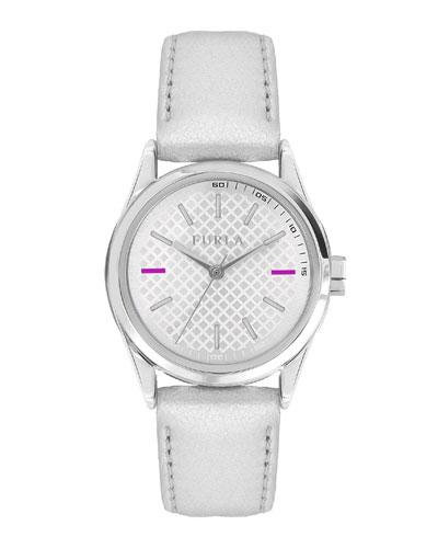 38mm Eva Leather Watch, White
