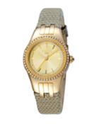 Women's 30mm Stainless Steel 3-hand Glitz Watch With Leather Strap, Golden/gray
