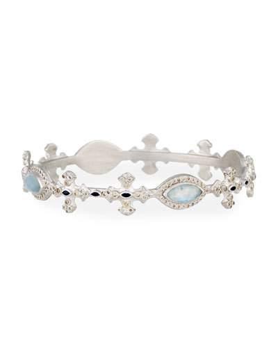 New World Multi-gem Marquise Cross Bangle W/ Diamonds