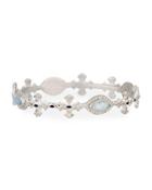New World Multi-gem Marquise Cross Bangle W/ Diamonds