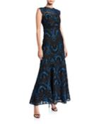 Raven Sleeveless Two-tone Lace A-line Gown