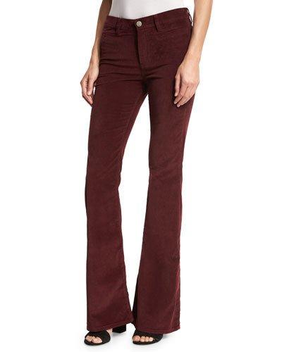 Marrakech Velvet High-rise Kick-flare Jeans, Burgundy