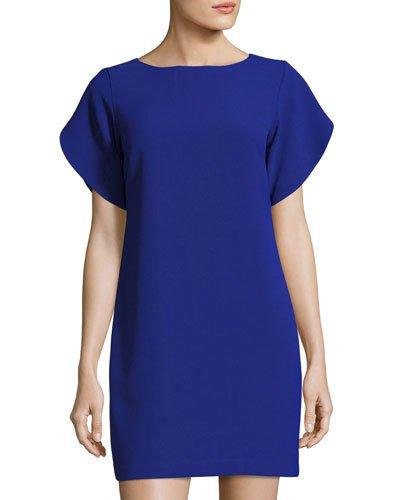 Aro Crepe Tulip-sleeve Tunic Dress, Blue