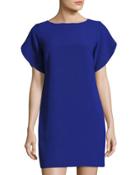 Aro Crepe Tulip-sleeve Tunic Dress, Blue