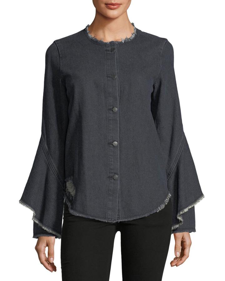 Denim Ruffle Bell-sleeve