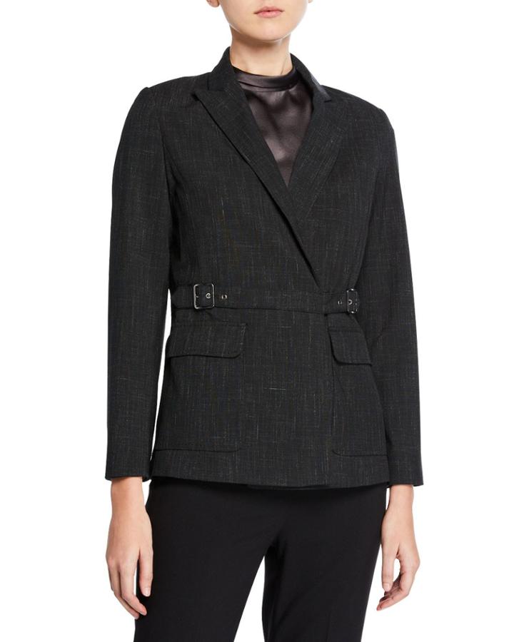 Crosshatch Belted Wrap-front Jacket