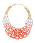 Triple-strand Chunky Chain-link Necklace, Coral
