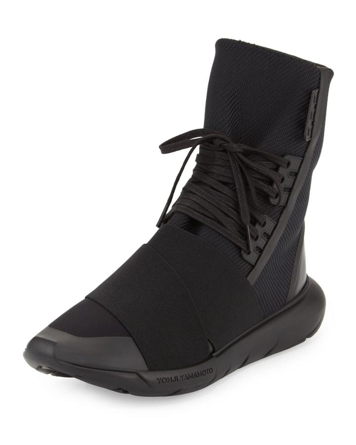 Qasa Men's High-top Sneakers Boot, Black