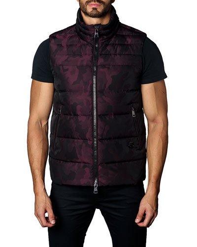 Aspen 2b Camo Puffer Vest, Dark Red