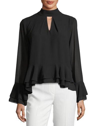 Mirabella Ruffle-tiered Choker Neck Blouse