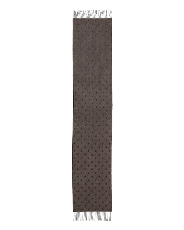 Graduated Spot Cashmere Scarf W/fringe, Brown