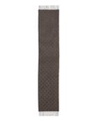 Graduated Spot Cashmere Scarf W/fringe, Brown