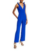 Maira V-neck Sleeveless Jumpsuit With Bow Shoulder Detail