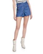 Chambray Shorts With Sailor-button Detail