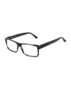 Men's Rectangle Acetate Optical Glasses, Black/brown