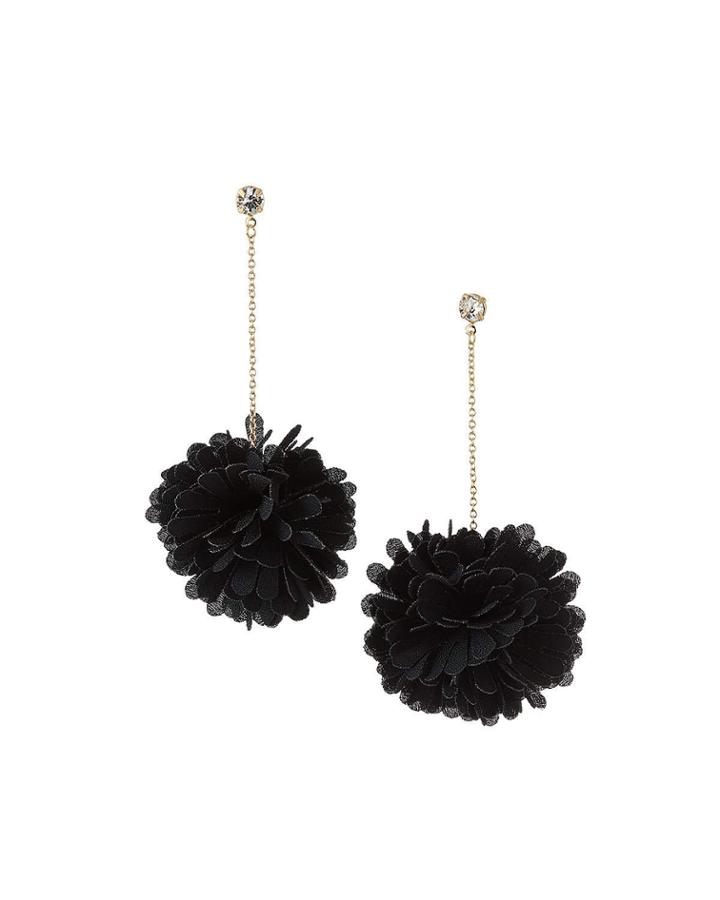 Fabric Ball Earrings, Black