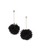 Fabric Ball Earrings, Black