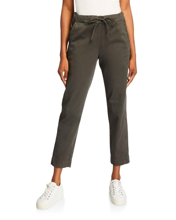 Drawstring Front Pocket Ankle Pants