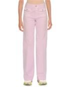 High-waist Coin-pockets Wide-leg Denim Pants