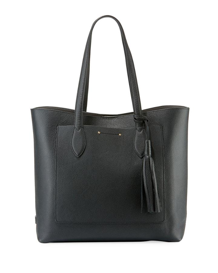 Key Item Leather Tote Bag With Tassel