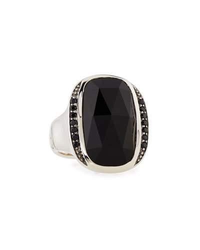 Batu Bamboo Black Chalcedony & Sapphire Ring,