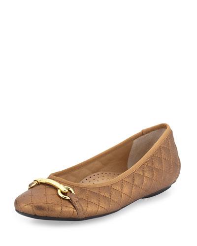 Suzy Quilted Metallic Flat, Bronze