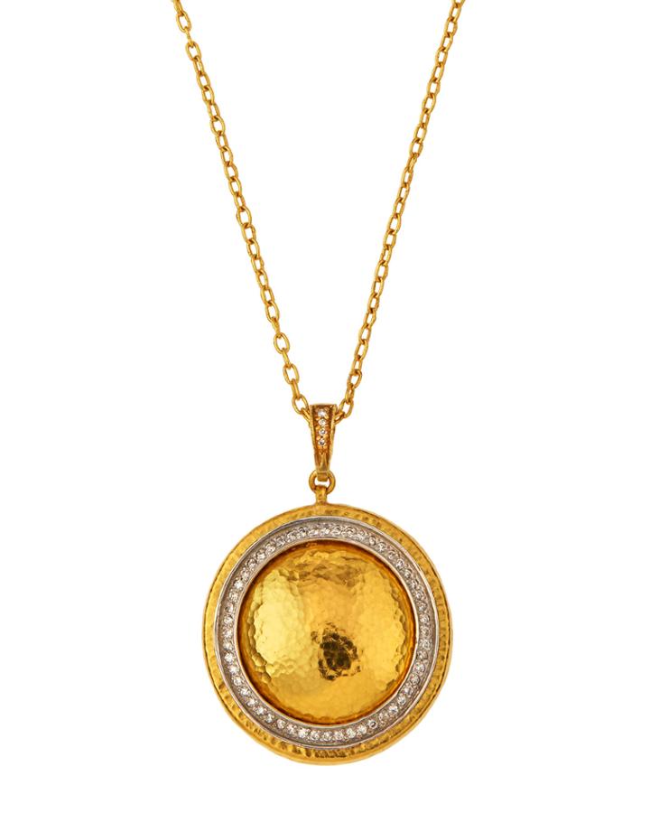 Gurhan 24k Diamond Moonlight Pendant Necklace, Women's, Gold