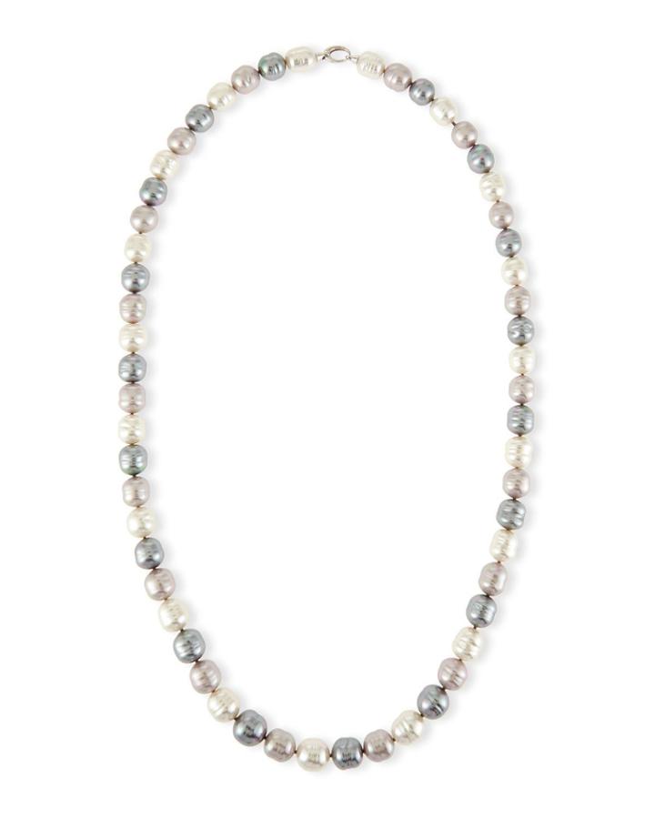 Long Three-tone Baroque Pearl Necklace,