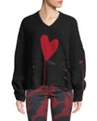 Graziella Embroidered Heart Distressed