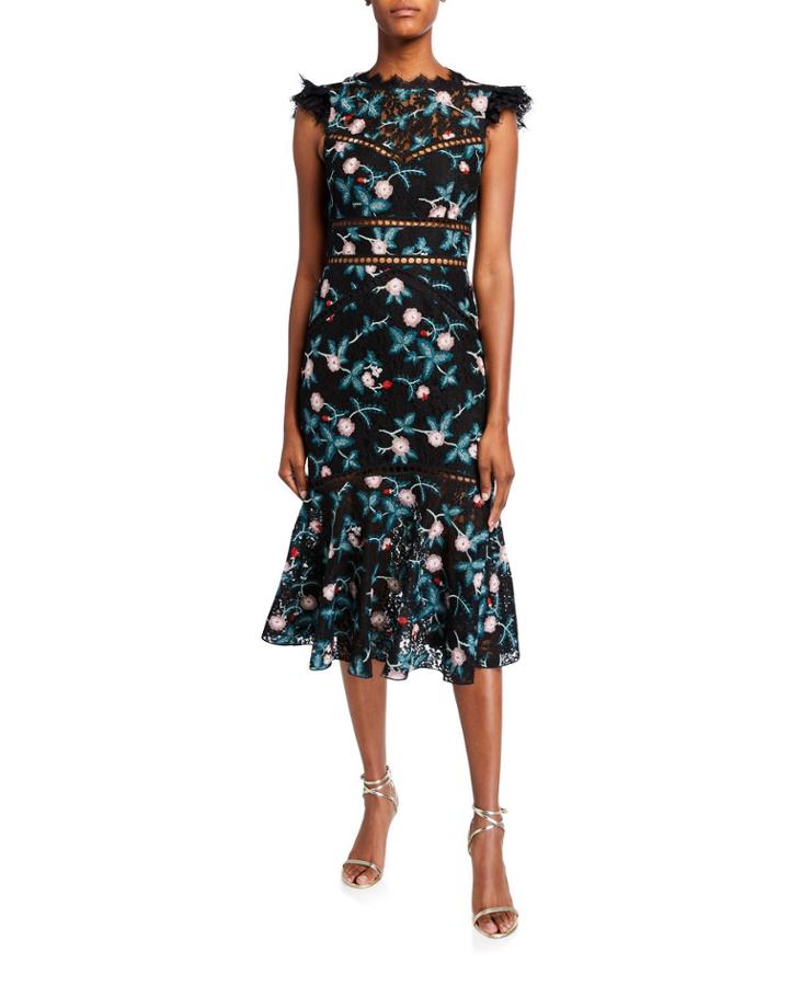 Scalloped Rose Lace Cap-sleeve